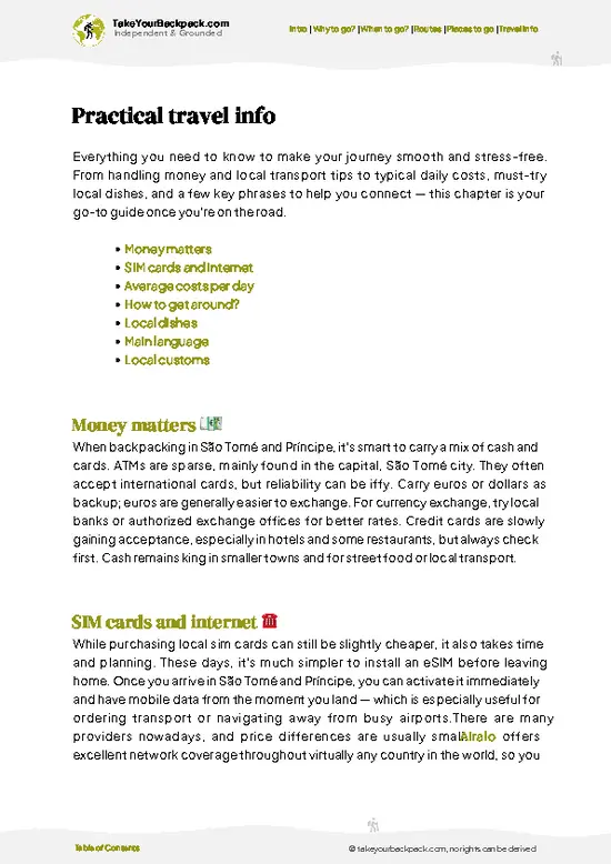 example page 7 from our offline Travel Guide for São Tomé and Príncipe